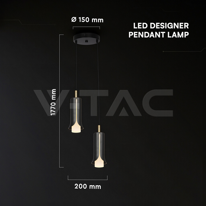 2X5W LED Decorative Hanging Lamp (D150*H30mm) 3000K Sandy Black img 5