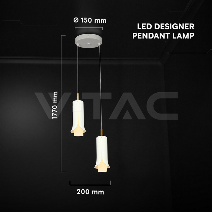 2X5W LED Decorative Hanging Lamp (D150*H30mm) 3000K Sandy White img 5
