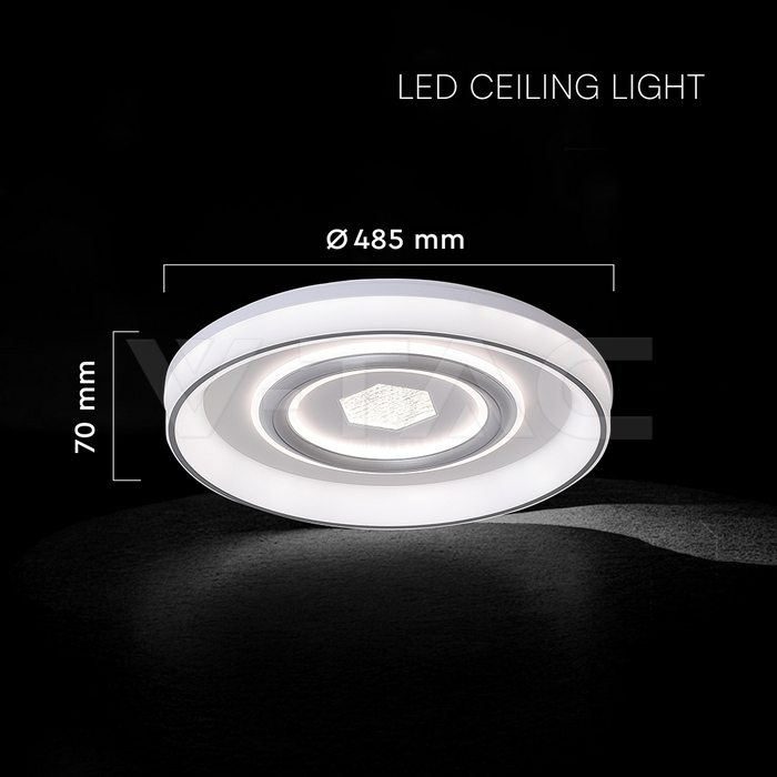 48W LED Decorative Ceiling Lamp (f485*70mm) CCT3IN1 White With IR Remote Control img 4