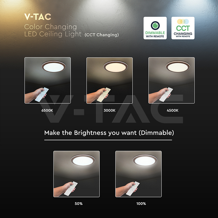 36W LED Decorative Ceiling Lamp (f410*30mm) CCT3IN1 Wooden With 2.4G RF Control img 2