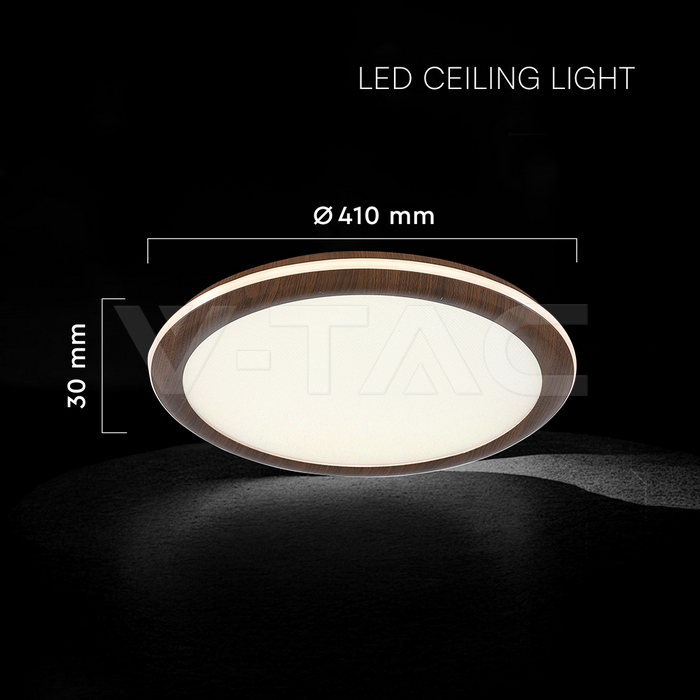 36W LED Decorative Ceiling Lamp (f410*30mm) CCT3IN1 Wooden With 2.4G RF Control img 4
