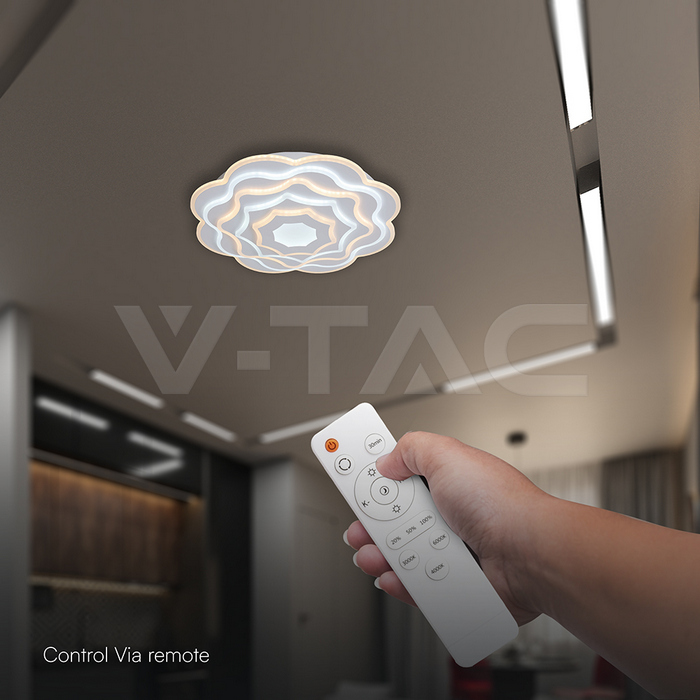 100W LED Decorative Ceiling Lamp 3in1 Dimmable With IR Remote Control White Body img 4