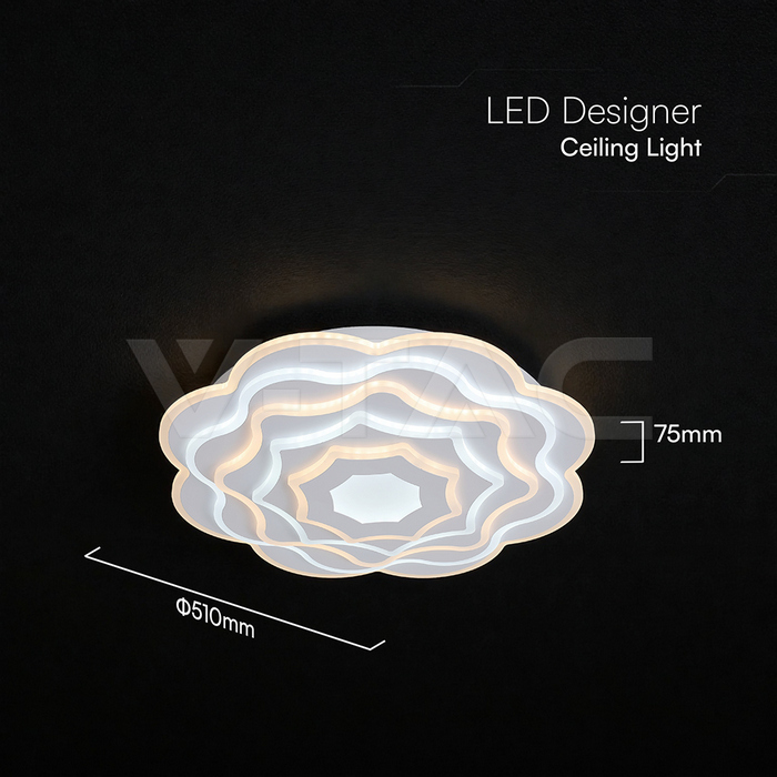 100W LED Decorative Ceiling Lamp 3in1 Dimmable With IR Remote Control White Body img 6