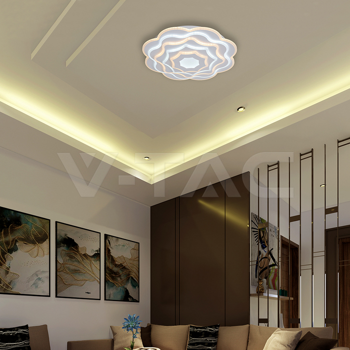 100W LED Decorative Ceiling Lamp 3in1 Dimmable With IR Remote Control White Body img 7