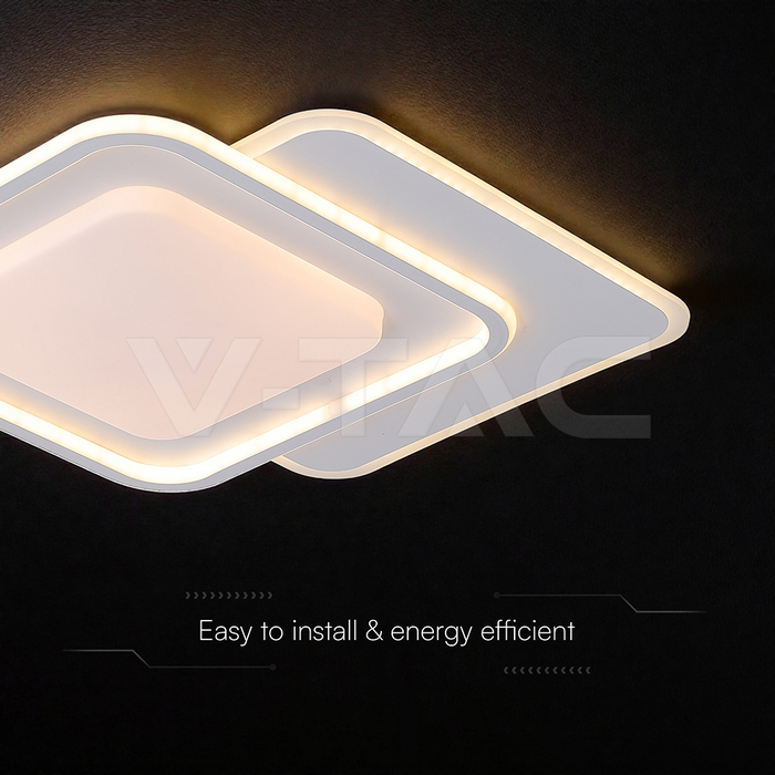 60W LED Decorative Ceiling Lamp 3in1 Dimmable With IR Remote Control White Body img 1