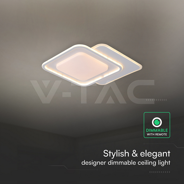 60W LED Decorative Ceiling Lamp 3in1 Dimmable With IR Remote Control White Body img 2