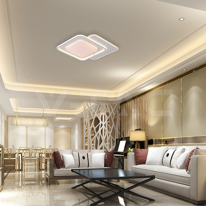 60W LED Decorative Ceiling Lamp 3in1 Dimmable With IR Remote Control White Body img 8