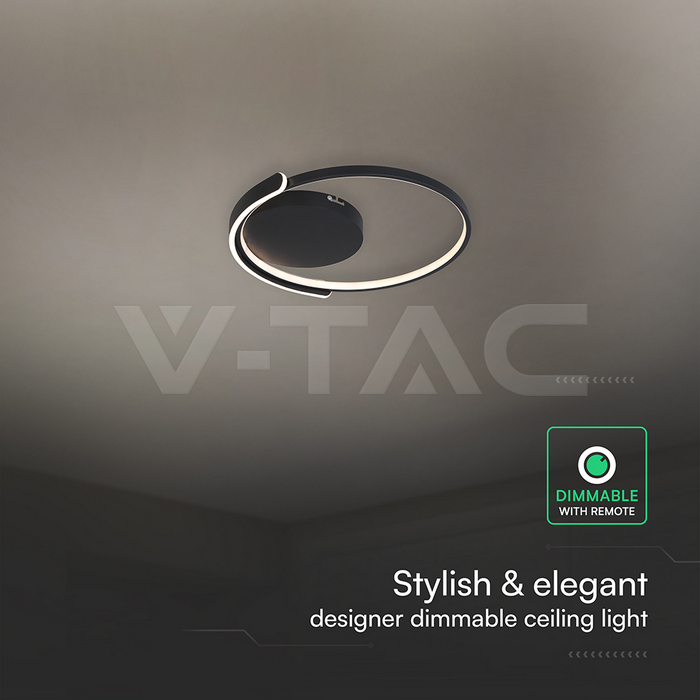 50W LED Decorative Ceiling Lamp 3in1 Dimmable With IR Remote Control Black Body img 2