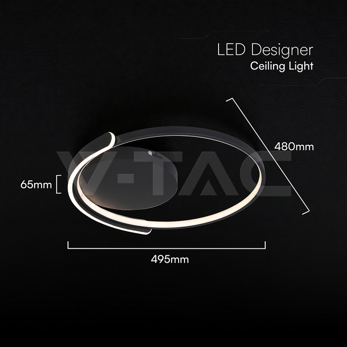 50W LED Decorative Ceiling Lamp 3in1 Dimmable With IR Remote Control Black Body img 6