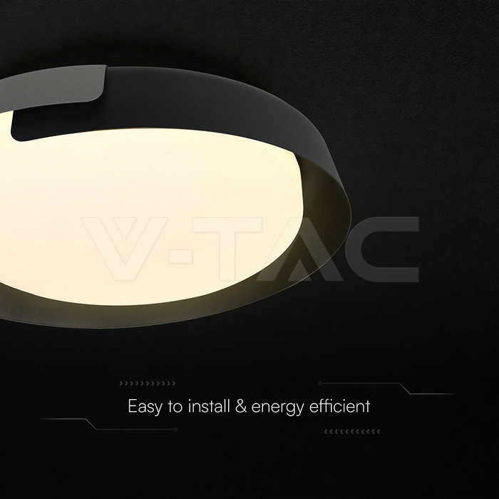 48W LED Decorative Ceiling Lamp (D500*H80mm) 3in1 Remote Control Dimmable Black+Grey img 1