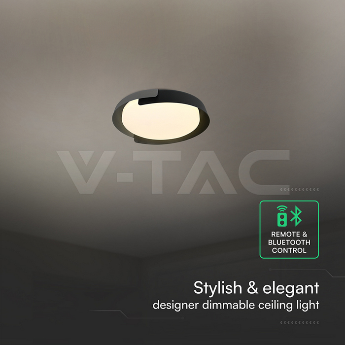 48W LED Decorative Ceiling Lamp (D500*H80mm) 3in1 Remote Control Dimmable Black+Grey img 2