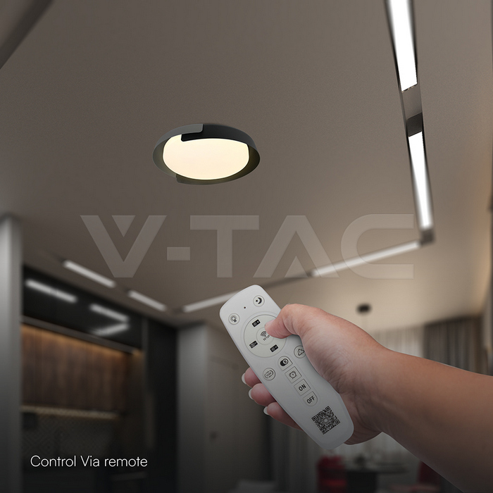 48W LED Decorative Ceiling Lamp (D500*H80mm) 3in1 Remote Control Dimmable Black+Grey img 4