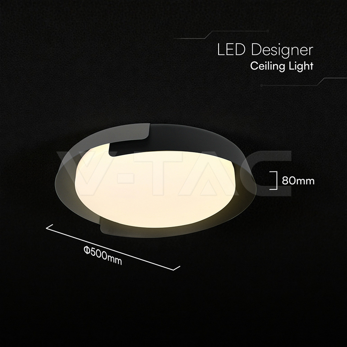 48W LED Decorative Ceiling Lamp (D500*H80mm) 3in1 Remote Control Dimmable Black+Grey img 7