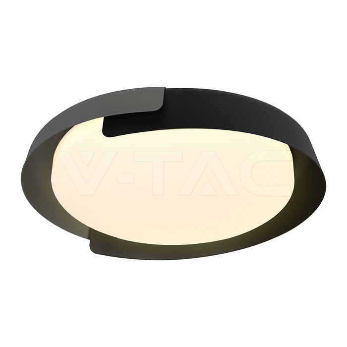 48W LED Decorative Ceiling Lamp (D500*H80mm) 3in1 Remote Control Dimmable Black+Grey