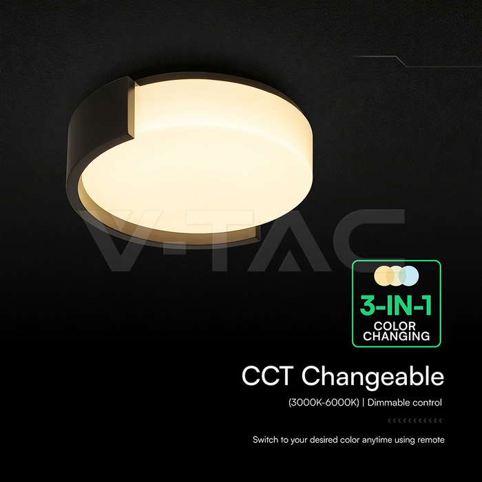 48W LED Decorative Ceiling Lamp (D450*H120mm) 3in1 Remote Control Dimmable Black img 3