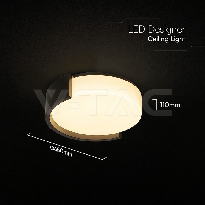 48W LED Decorative Ceiling Lamp (D450*H120mm) 3in1 Remote Control Dimmable Black img 7