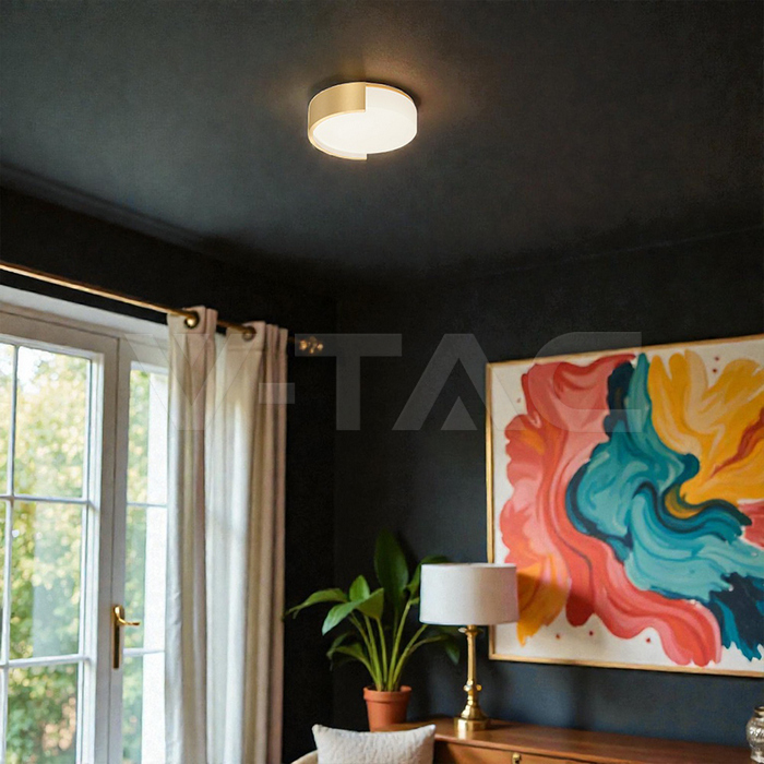 48W LED Decorative Ceiling Lamp (D450*H120mm) 3in1 Remote Control Dimmable Gold img 9