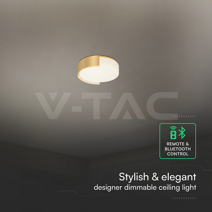 48W LED Decorative Ceiling Lamp (D450*H120mm) 3in1 Remote Control Dimmable Gold img 2