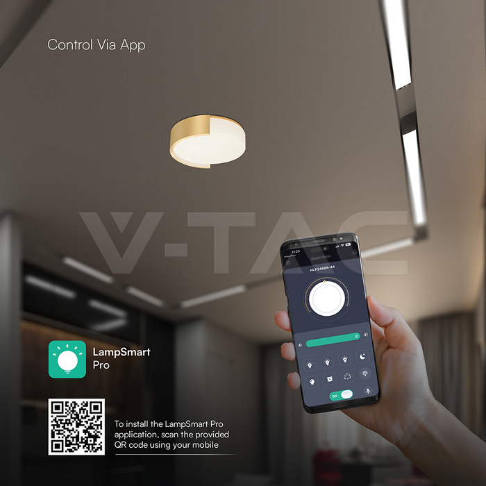 48W LED Decorative Ceiling Lamp (D450*H120mm) 3in1 Remote Control Dimmable Gold img 6