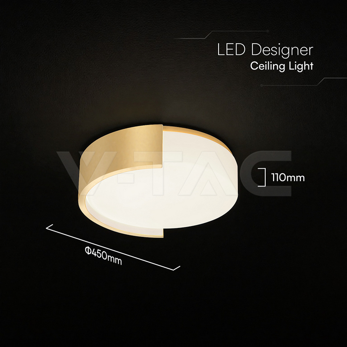 48W LED Decorative Ceiling Lamp (D450*H120mm) 3in1 Remote Control Dimmable Gold img 7