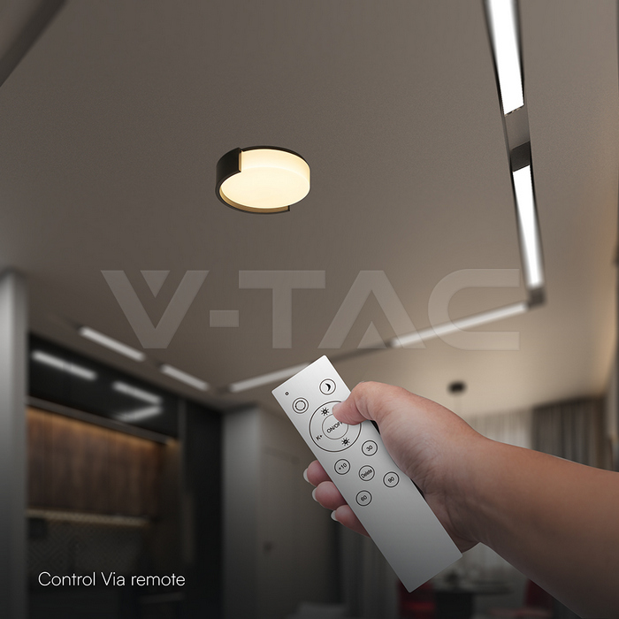 63W LED Decorative Ceiling Lamp (D550*H120mm) 3in1 Remote Control Dimmable Black img 4