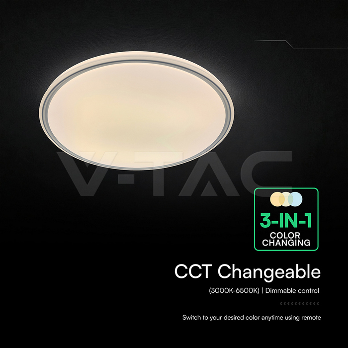 LED Designer Domelight 30W/60W/30W Remote Contron 3in1 Dimmable Grey Cover img 3