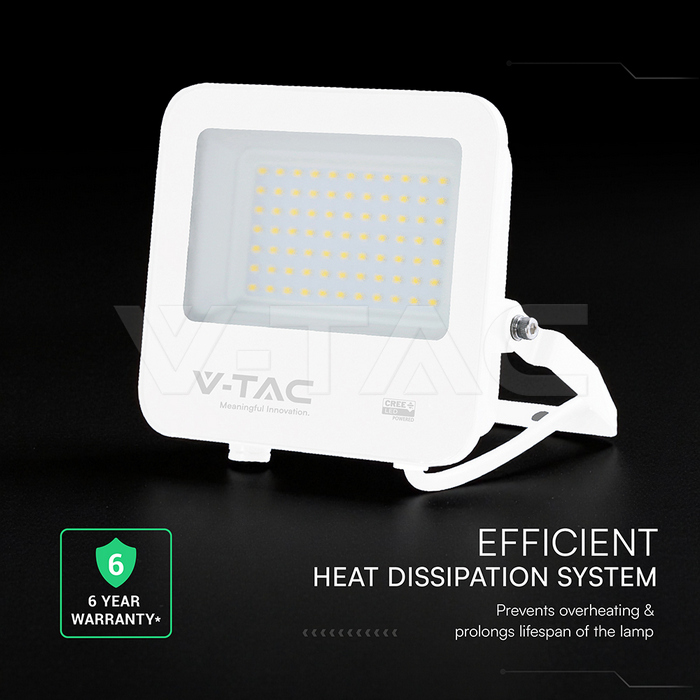 50W LED Floodlight CREE CHIP White Body Grey Glass 4000K 135LM/W img 2