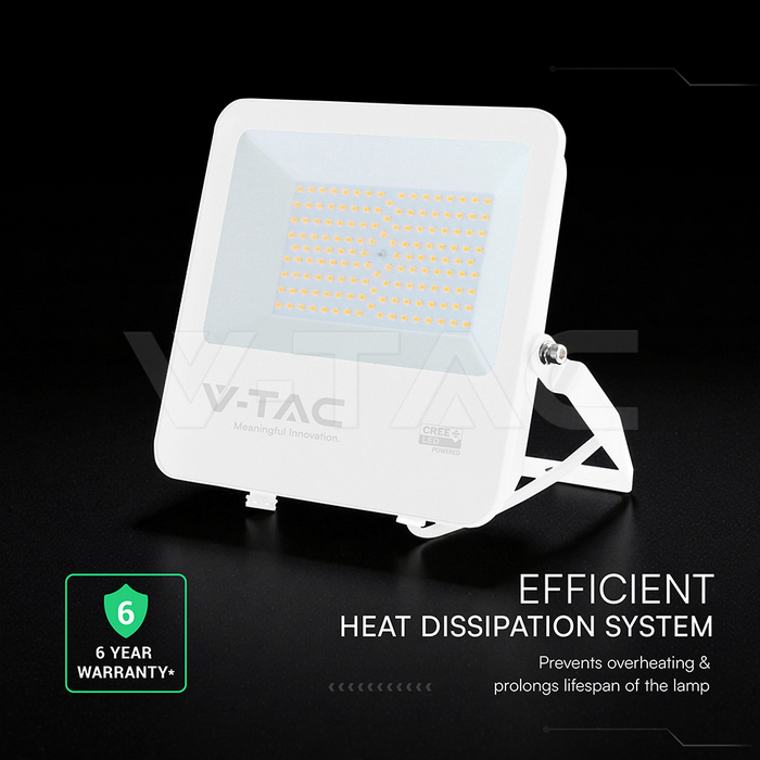 100W LED Floodlight CREE CHIP White Body Grey Glass 6500K 135LM/W img 2