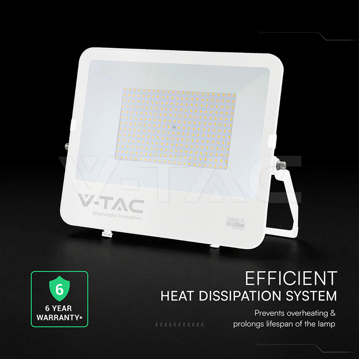 200W LED Floodlight CREE CHIP White Body Grey Glass 6500K 135LM/W img 2