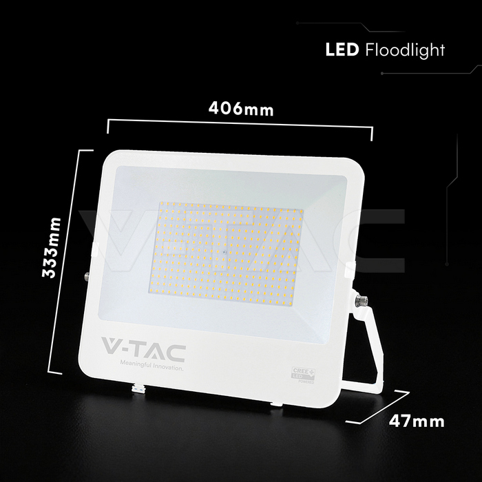 200W LED Floodlight CREE CHIP White Body Grey Glass 6500K 135LM/W img 6