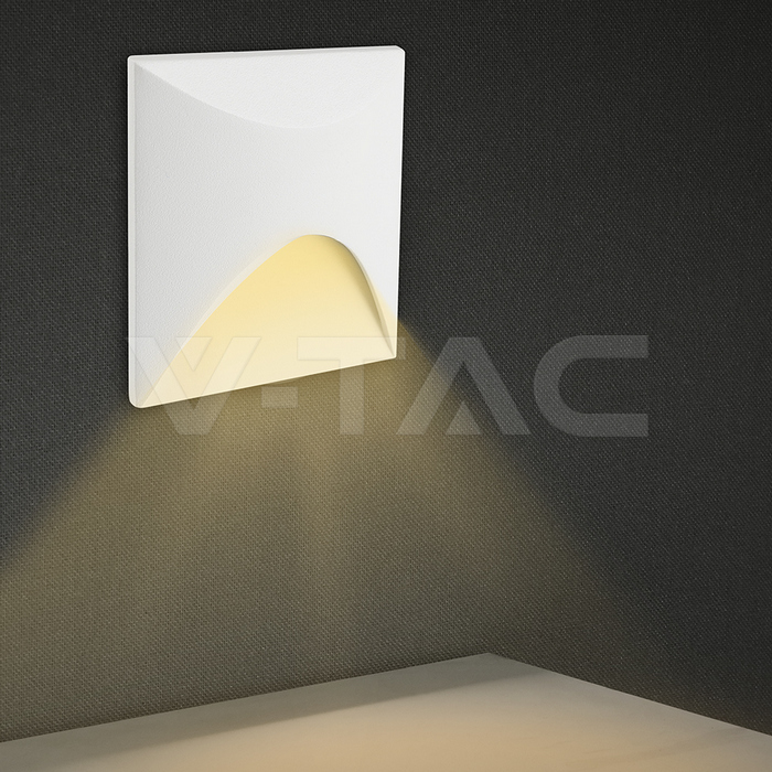 3W LED Step Light 3000K Aluminum White Body Square IP65 img 4