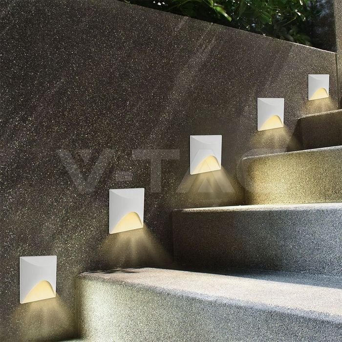 3W LED Step Light 3000K Aluminum White Body Square IP65 img 5