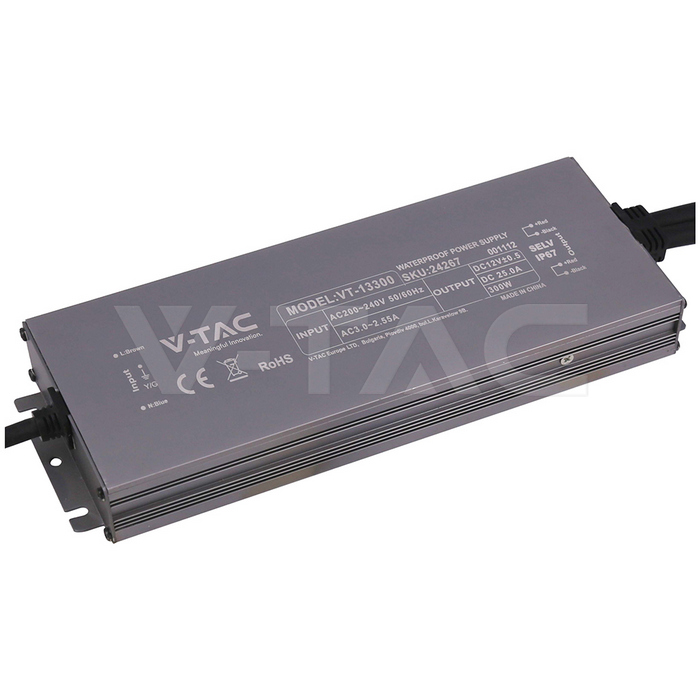 Power Supply - 300W 12V 25A IP67