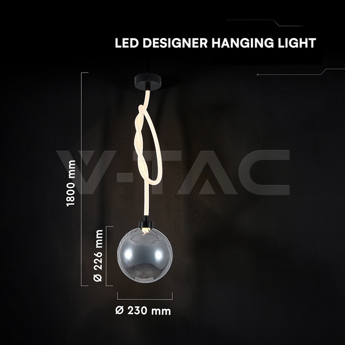 20W LED Decorative Hanging Lamp D:230 Smoky+White 3000K img 4