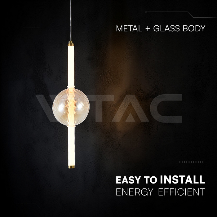 8W LED Decorative Hanging Light D150-H510 Gold+Amber+White 3000K img 2