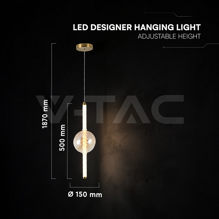 8W LED Decorative Hanging Light D150-H510 Gold+Amber+White 3000K img 5