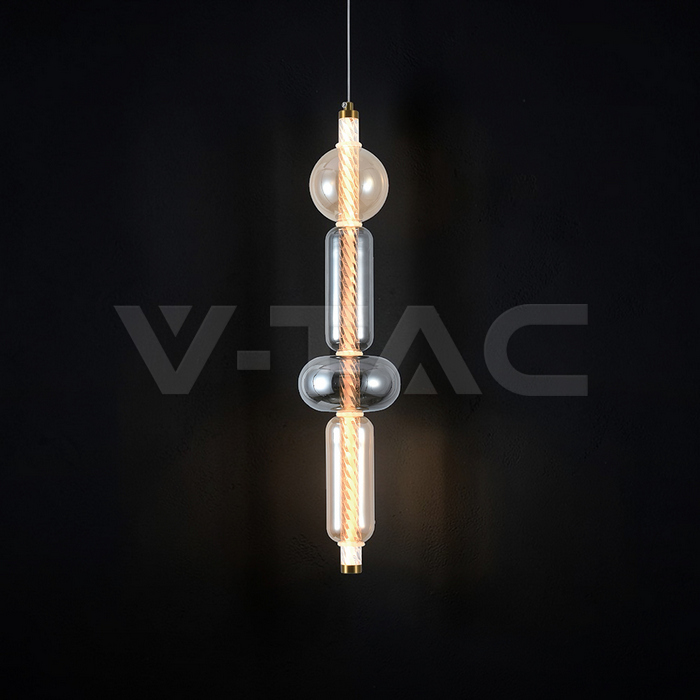 9W LED Decorative Light Hanging D100*H1500 3000K Brass+Transparant img 1