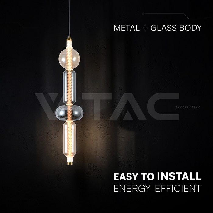 9W LED Decorative Light Hanging D100*H1500 3000K Brass+Transparant img 2