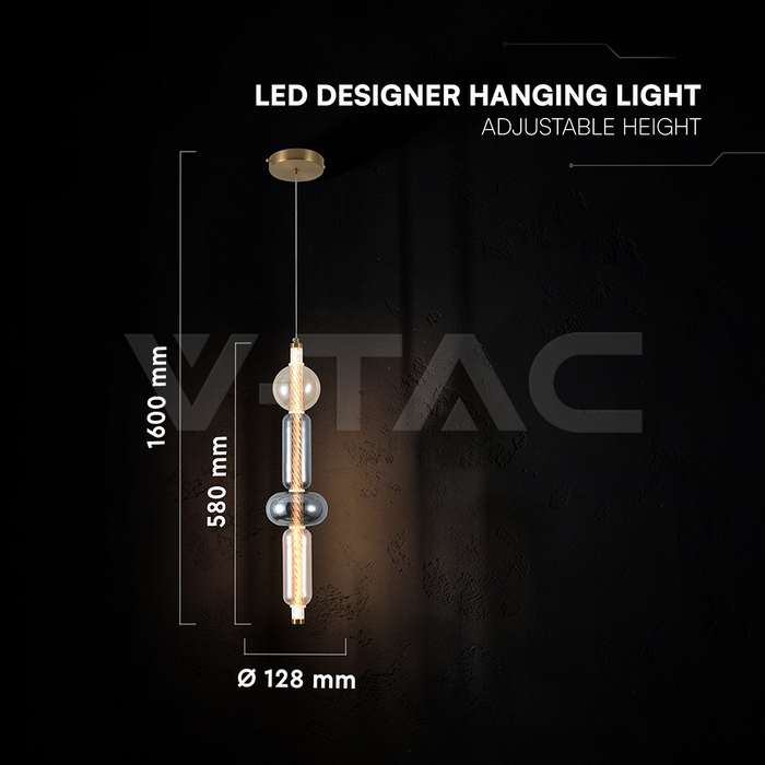 9W LED Decorative Light Hanging D100*H1500 3000K Brass+Transparant img 4