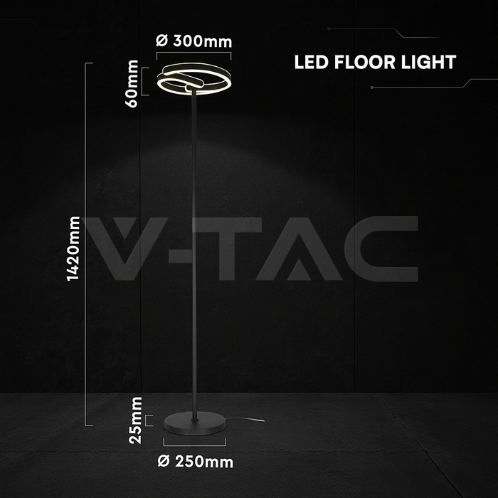 25W LED Decorative Floor Lamp (D250mm*H25mm) 3IN1 Sandy Black img 3