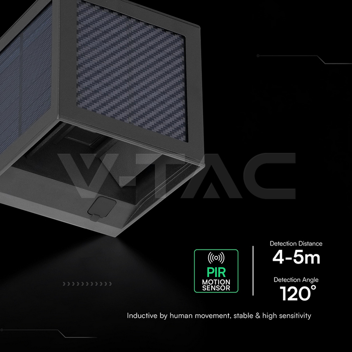 2.25W LED Solar Wall Light 3in1 Black Body IP65 PIR Sensor img 10