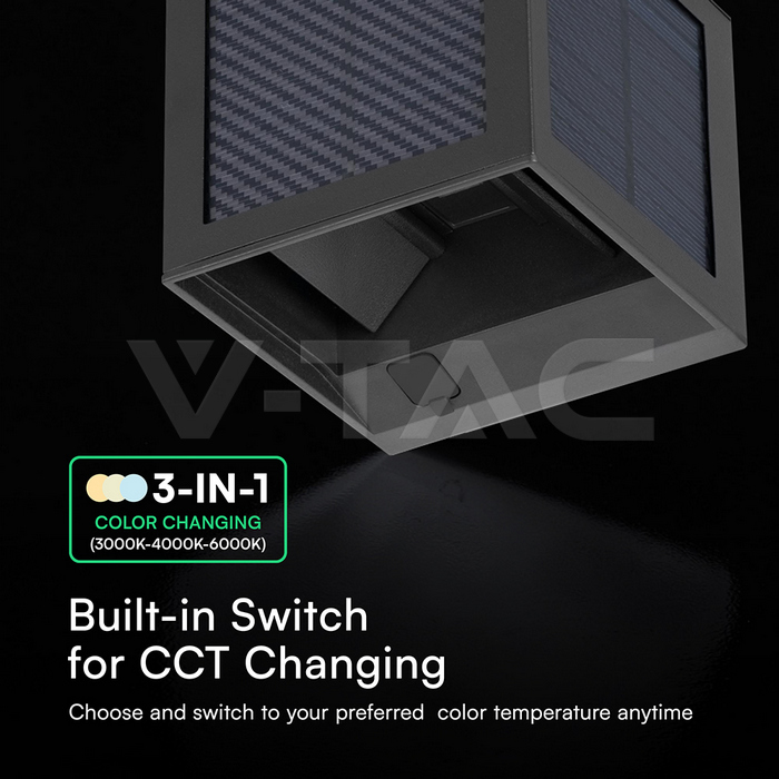 2.25W LED Solar Wall Light 3in1 Black Body IP65 PIR Sensor img 2