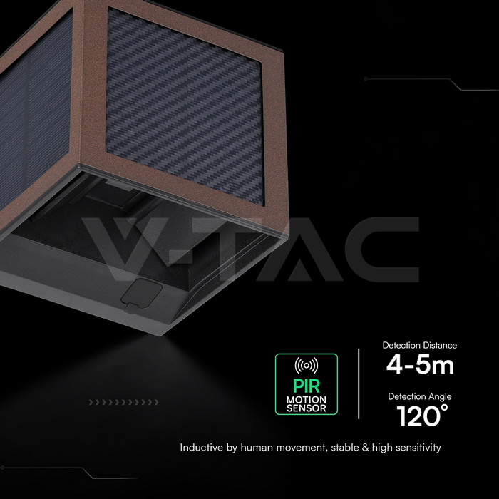 2.25W LED Solar Wall Light 3in1 Corten Body IP65 PIR Sensor img 10