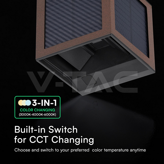 2.25W LED Solar Wall Light 3in1 Corten Body IP65 PIR Sensor img 2