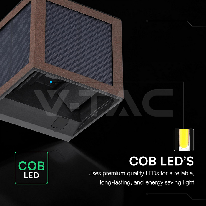 2.25W LED Solar Wall Light 3in1 Corten Body IP65 PIR Sensor img 5