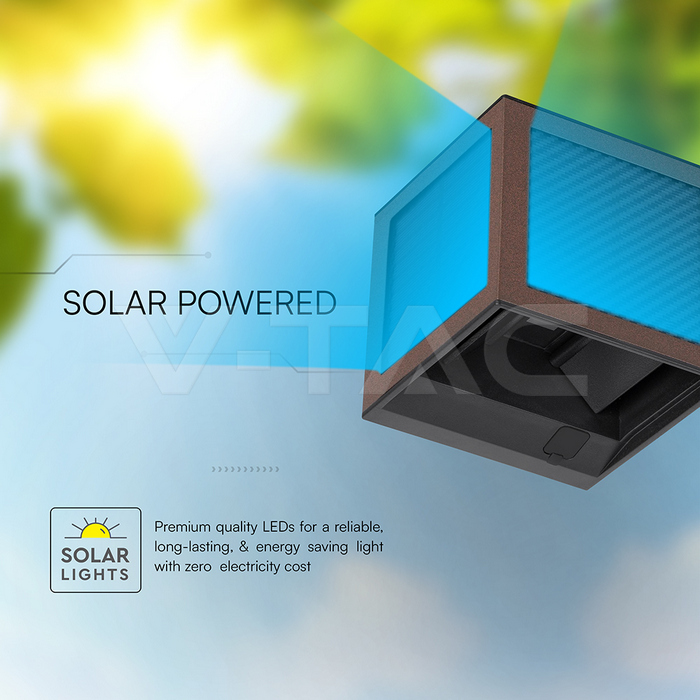 2.25W LED Solar Wall Light 3in1 Corten Body IP65 PIR Sensor img 6