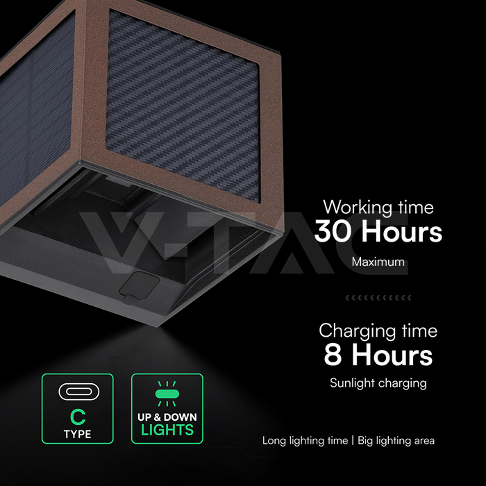 2.25W LED Solar Wall Light 3in1 Corten Body IP65 PIR Sensor img 7