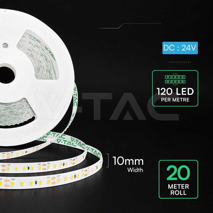 LED Strip SMD2835 - 120 LEDs 4000K IP20 8W/M 20M Roll img 2