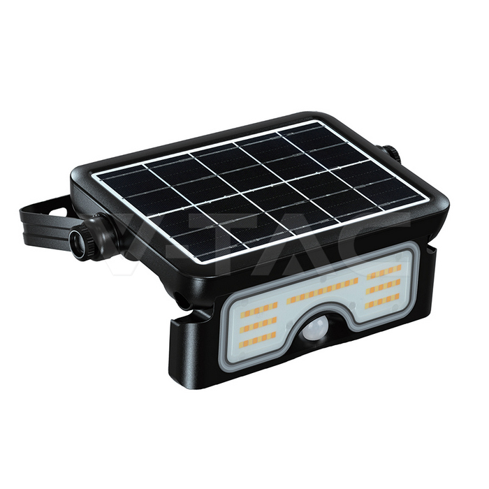 7W LED Solar Floodlight 3.7V Battery 3in1 Black Body