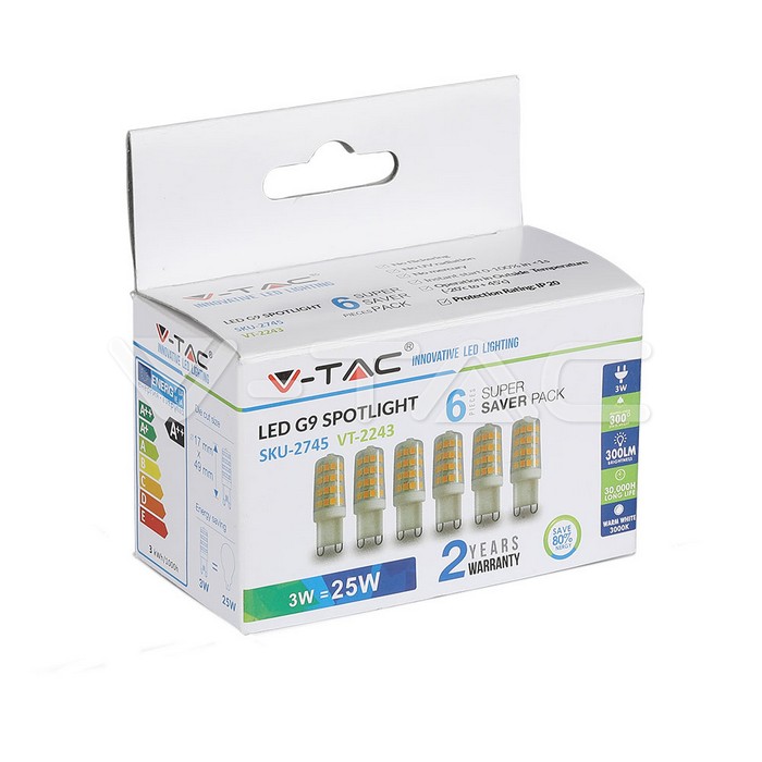 LED Faretto 3W G9 Plastica 3000K 6pcs/Pack